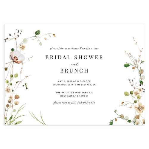 Glistening Wildflower Bridal Shower Invitations Biscotti Signature Blank Standard