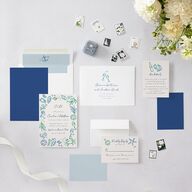 Nautical Border Wedding Invitations French Blue Signature Blank No Standard