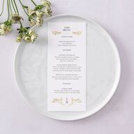 Monogram Garland Foil Menus Pure White Gold Signature