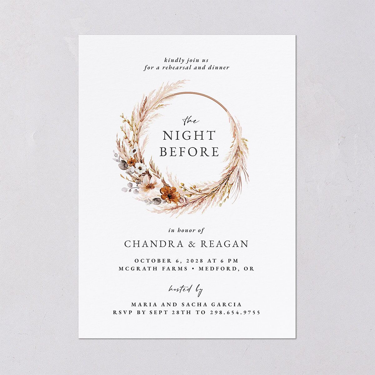Bohemian Hoop Rehearsal Dinner Invitations — view 2