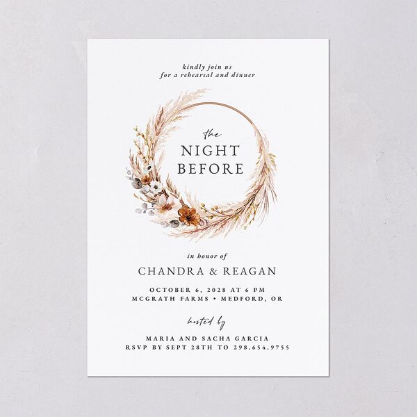 Bohemian Hoop Rehearsal Dinner Invitations Camel Signature Blank Standard