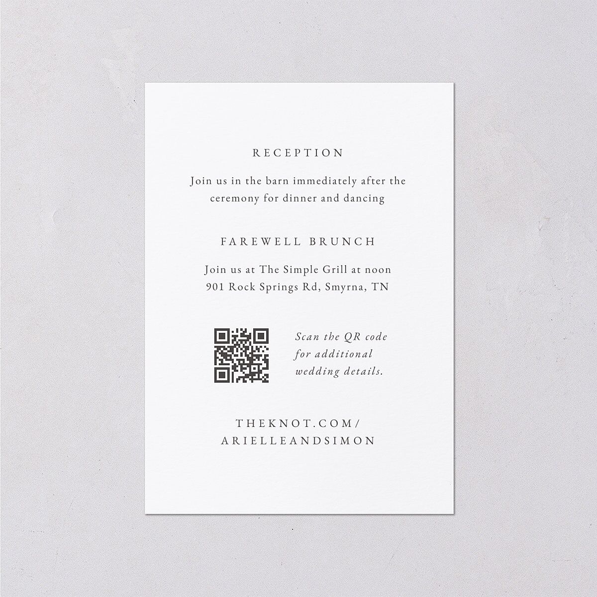 Wildflower Photo Wedding Event Detail Cards Peony Signature Standard