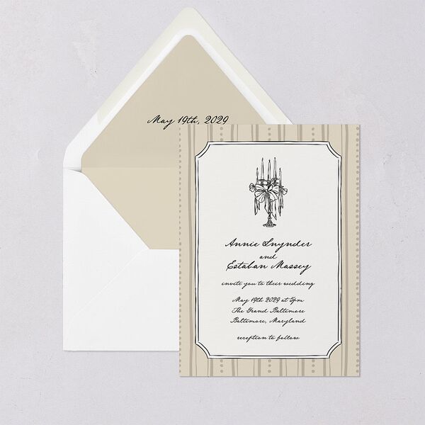 Vintage Candelabra with Bow Euro Envelope Liners Bisque Luxe