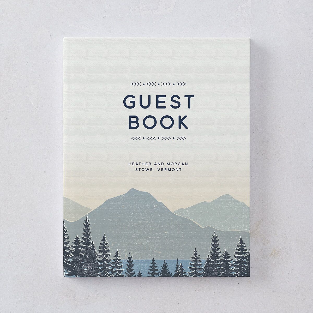 Vintage Mountain Wedding Guest Book Dusty Blue