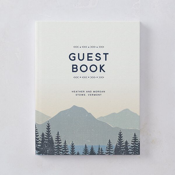 Vintage Mountain Wedding Guest Book Dusty Blue