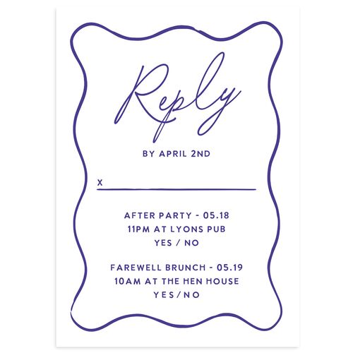 Hand Drawn Wavy Border Wedding Response Cards Sapphire Signature Standard