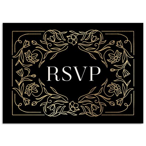Floral Opulence Foil Wedding Response Cards Gold Champagne Signature Standard
