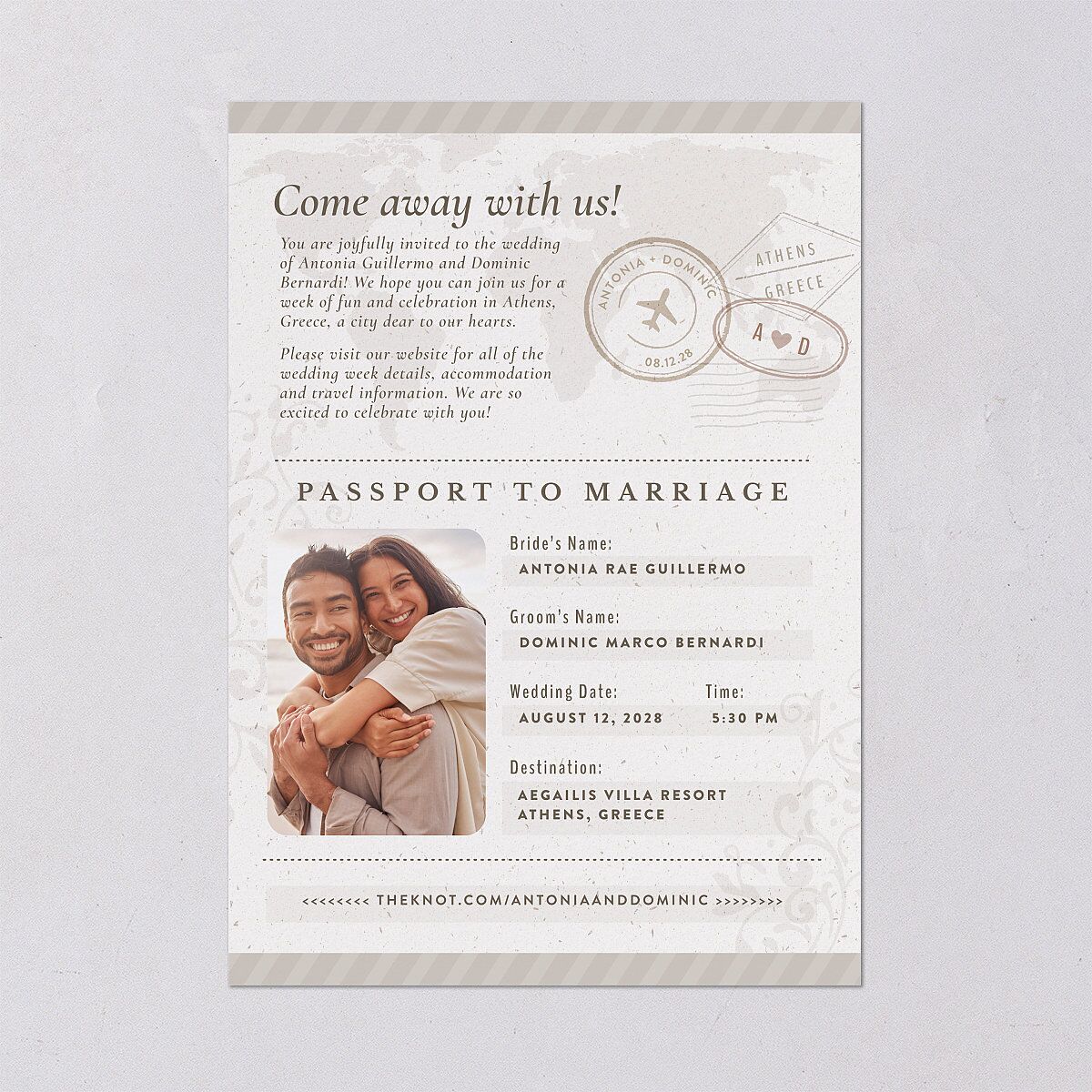 Timeless Passport Wedding Invitations Linen Signature Blank No Standard