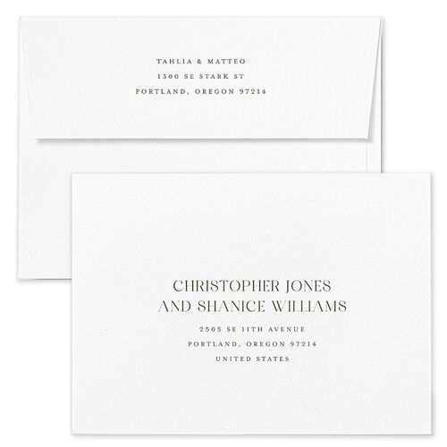 Elegant Sidebar Images Save The Date Card Envelopes White Thyme Both Recipient and Return Addresses Signature Standard