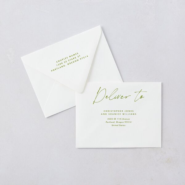 Picture This Photo Thank You Card Euro Envelopes White Luxe Greenery Both Recipient and Return Addresses