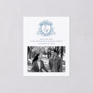 Rose Crest Photo Save the Date Petite Cards Regency Blue Signature smooth Blank No