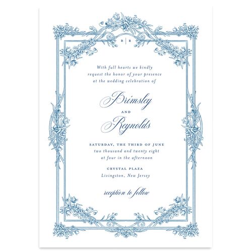 Elegant Antique Toile Frame Wedding Invitations by Bridgerton Cruise Signature Blank No Standard