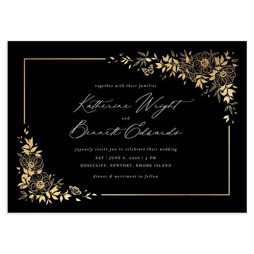 Baroque Garden Wedding Invitations Gold Licorice Signature Blank No Standard