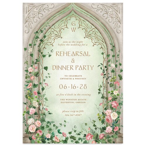 Fairytale Garden Rehearsal Dinner Invitations Sage Signature Blank Standard