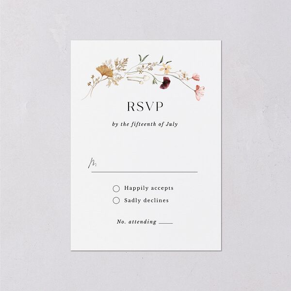 Simple Bohemian Wildflowers Wedding Response Cards Cotton Signature Standard