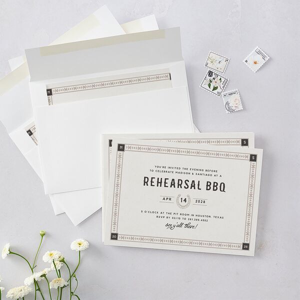 Hitched in Texas Rehearsal Dinner Invitations Charcoal Signature Blank Standard