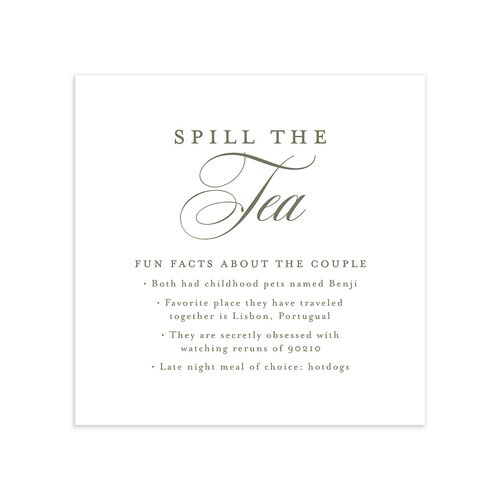 Vintage Florals Bridal Shower Cocktail Napkins Game Deep Olive Napkin Uncoined