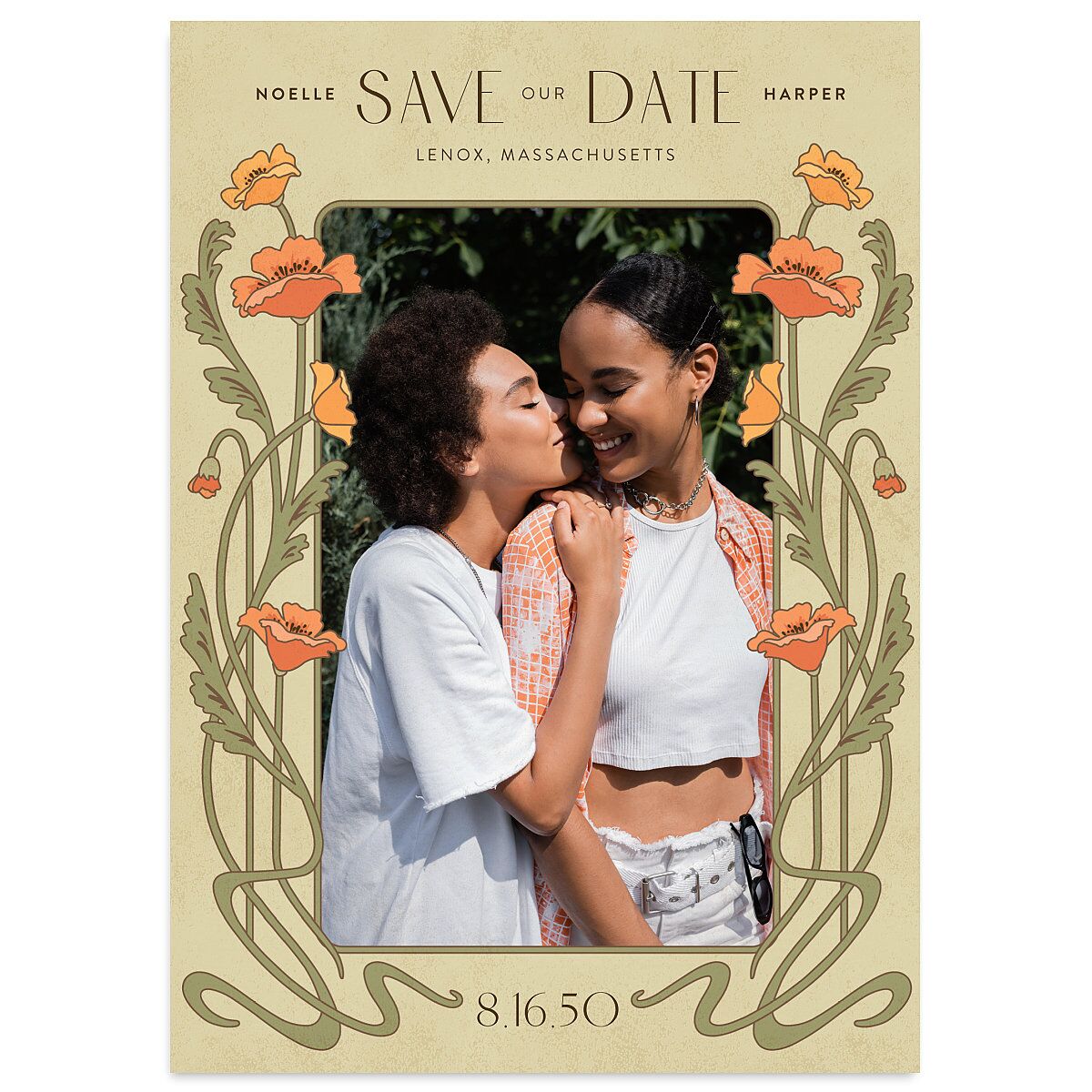 Vintage Nouveau Save The Date Cards