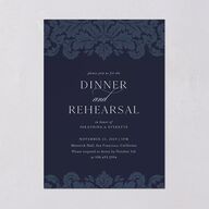 Elegant Damask Rehearsal Dinner Invitations Navy Signature Blank Standard