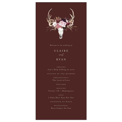 Gothic Antlers Wedding Programs Chocolate Signature