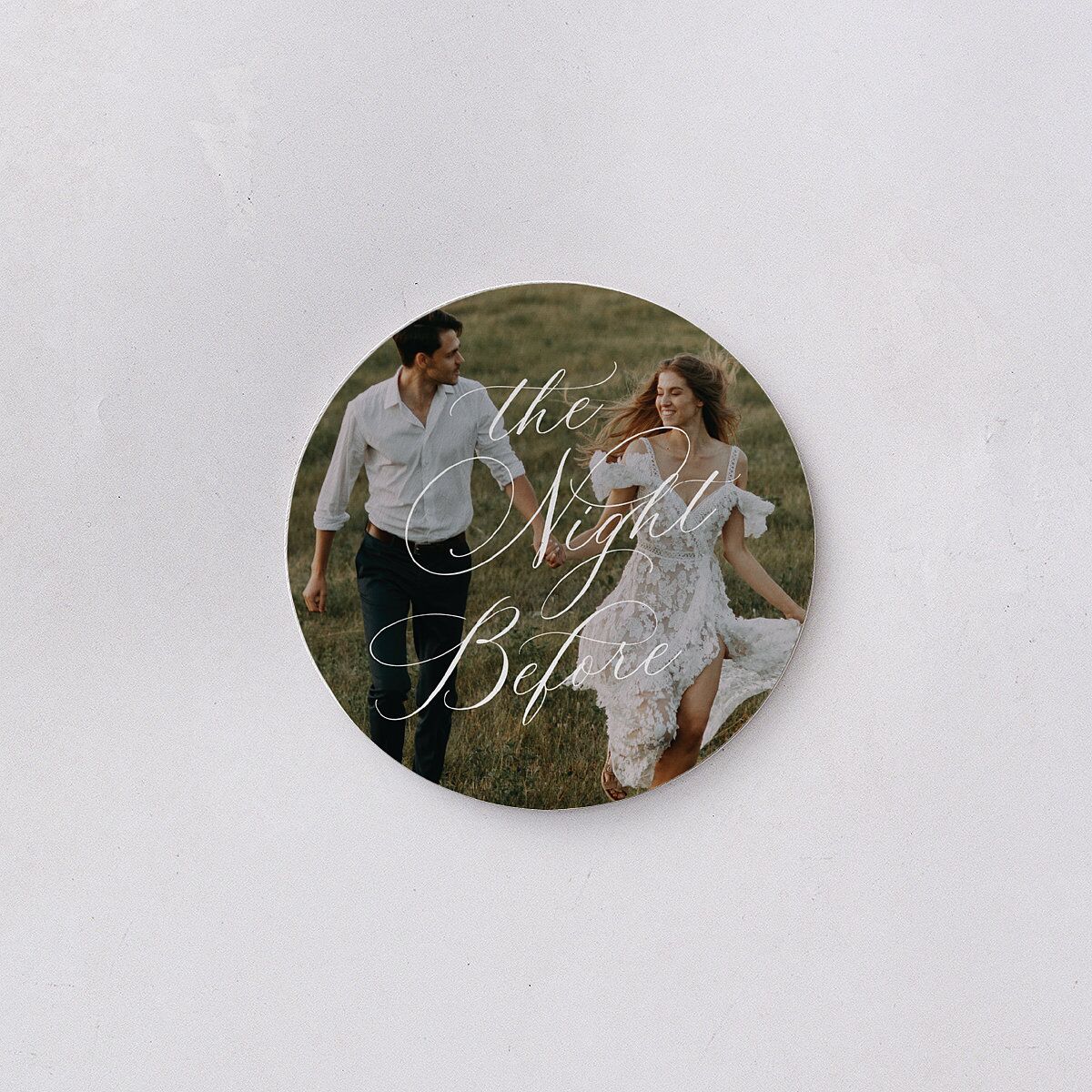 The Night Before Pinstripe Calligraphy Wedding Day Coasters Linen Cardboard Circle