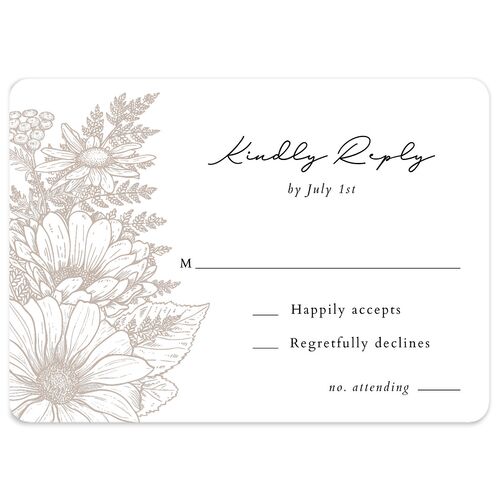 Rustic Botanical Frame Wedding Response Cards Pure White Signature Rounded