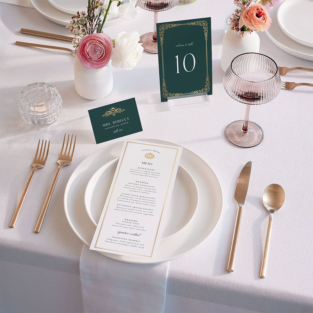 Glamorous Crown Monogram Crest Place Cards by Bridgerton — view 3