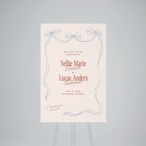 Modern Delicate Bows Standard Welcome Sign Large Jewel Red Standard Indoor Foam Core L Welcome