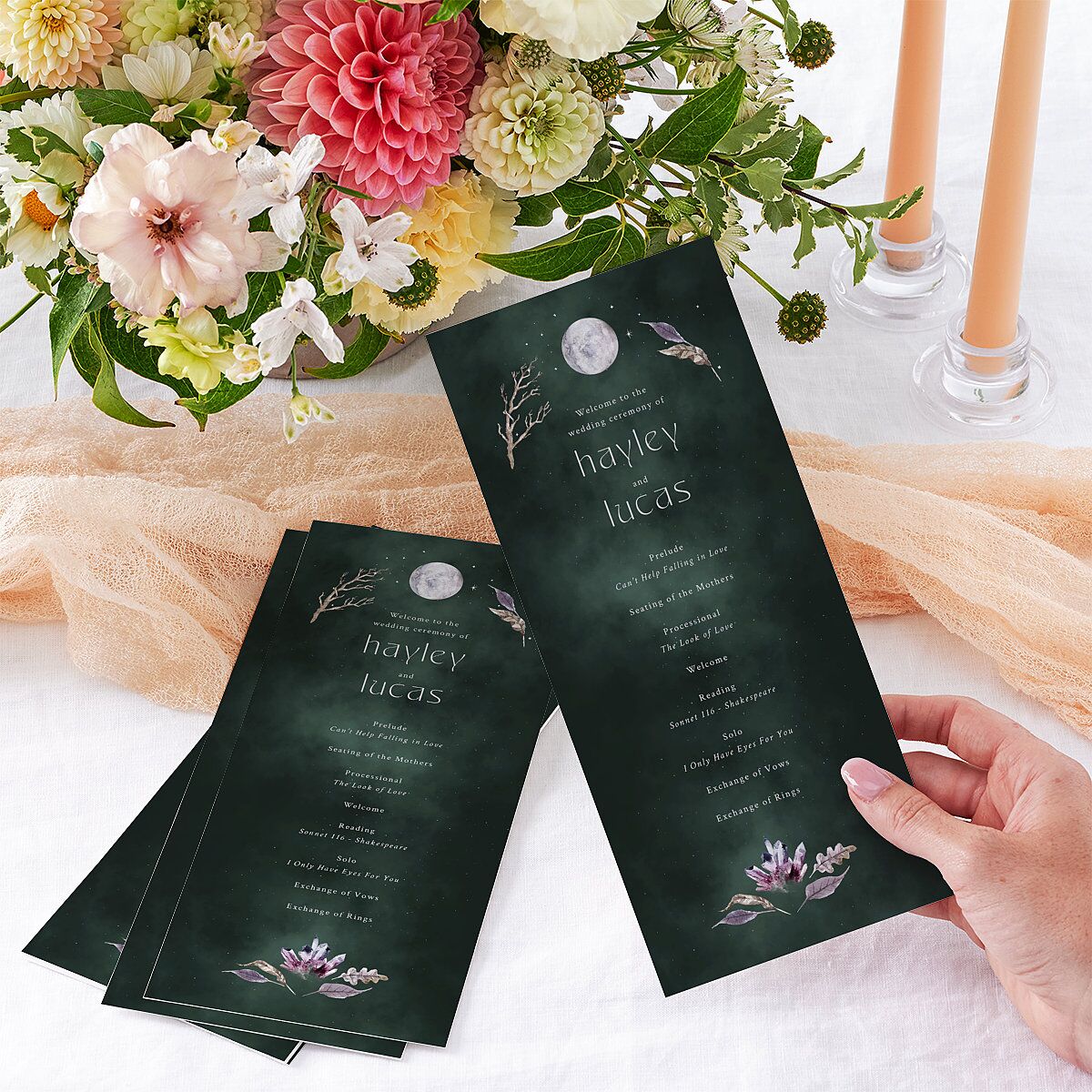 Crystal Forest Wedding Programs Hunter Green Signature