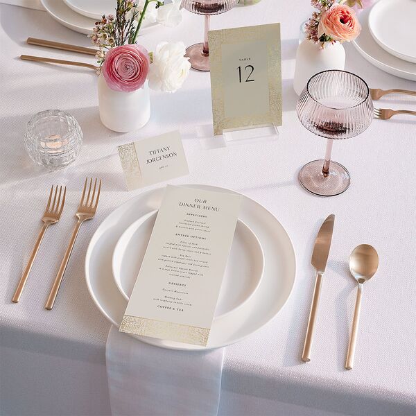 Ornate Regency Place Cards Gold Bisque Signature