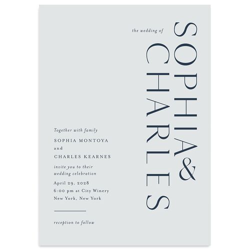 Timeless Elegance Wedding Invitations Moody Blue Signature Blank No Standard