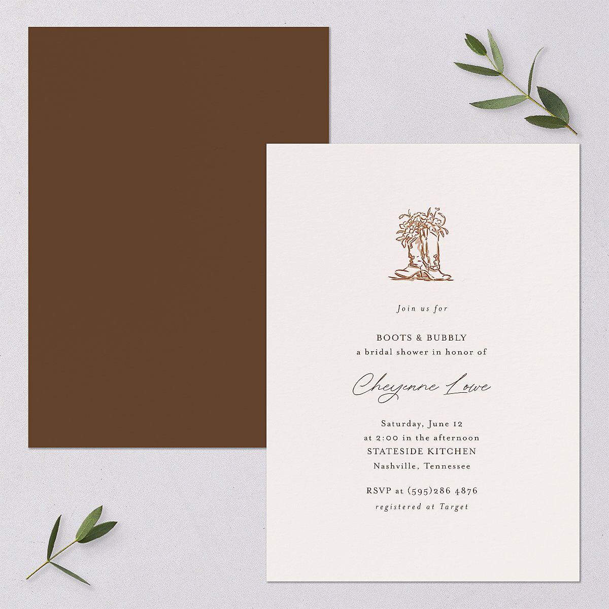 Western Wild Horses Bridal Shower Invitations Copper Signature Blank