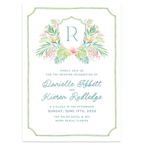 Watercolor Palm Crest Wedding Invitations Avocado Signature Blank No Standard