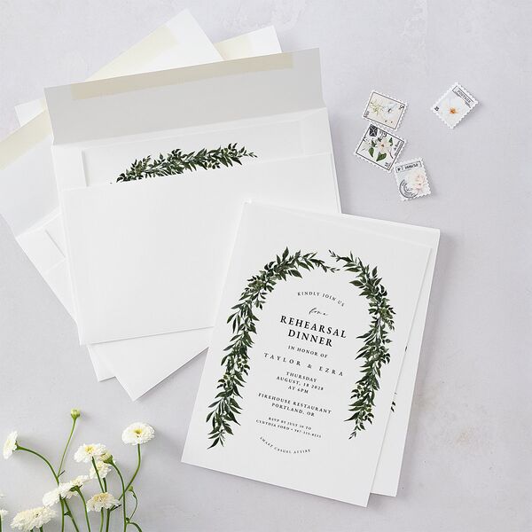 Rich Greenery Rehearsal Dinner Invitations Hunter Green Signature Blank Standard
