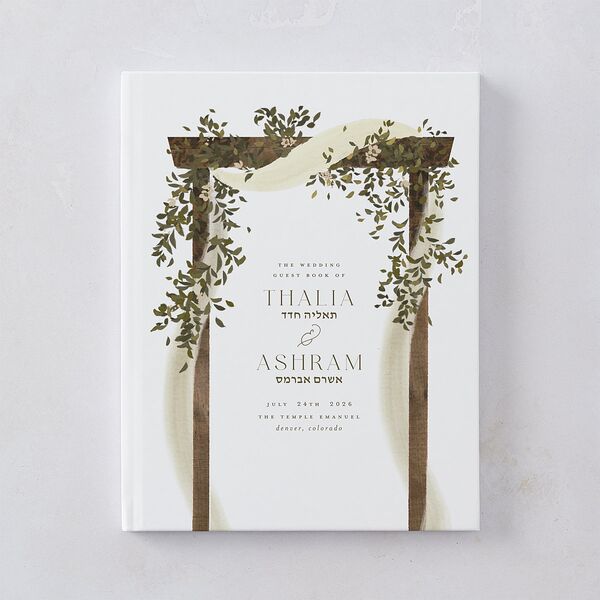 Graceful Chuppah Guest Books Pure White
