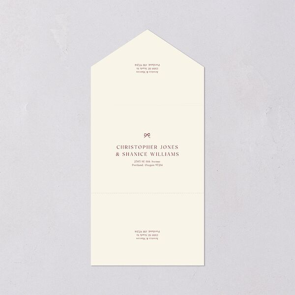 Simple Boho Flowers All-in-One Wedding Invitations Raspberry Signature Light Both Recipient and Return Addresses No