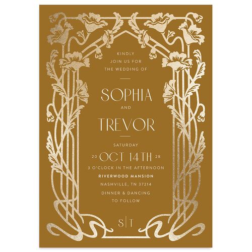 Gilded Nouveau Wedding Invitations Gold Saddle Signature Blank No Standard