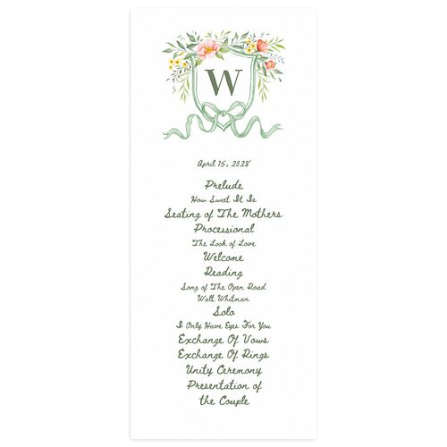 Countryside Crest Wedding Programs Eucalyptus Signature