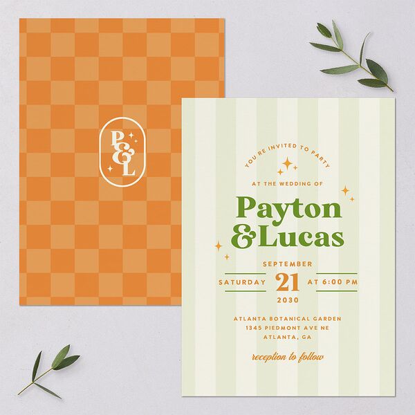 Colorful Retro Stripes Wedding Invitations Sea Foam Signature Blank No Standard