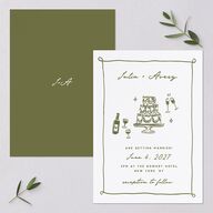 Hand Drawn Cake Wedding Invitations Dark Camo Signature Blank No Standard