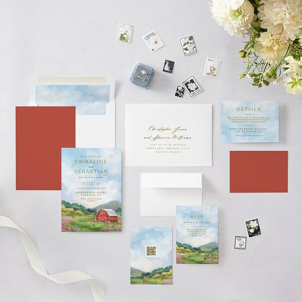 Western Barn Wedding Invitations Red Clay Signature Blank No Standard