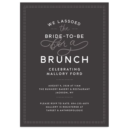 Western Denim Bridal Shower Invitations Charcoal Signature Blank Standard