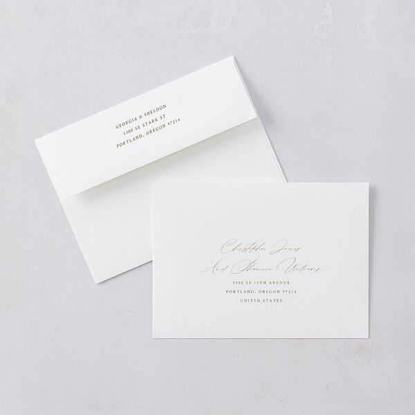 Ethereal Sunset Wedding Invitations Gold Peach Fuzz Signature Blank No Standard