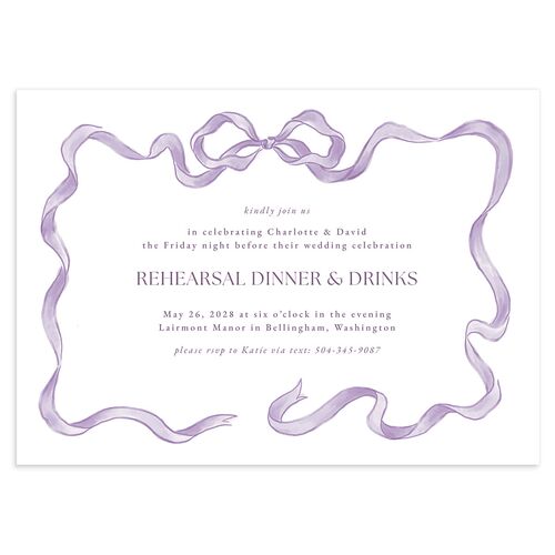 Vintage Bow Rehearsal Dinner Invitations Orchid Signature Blank