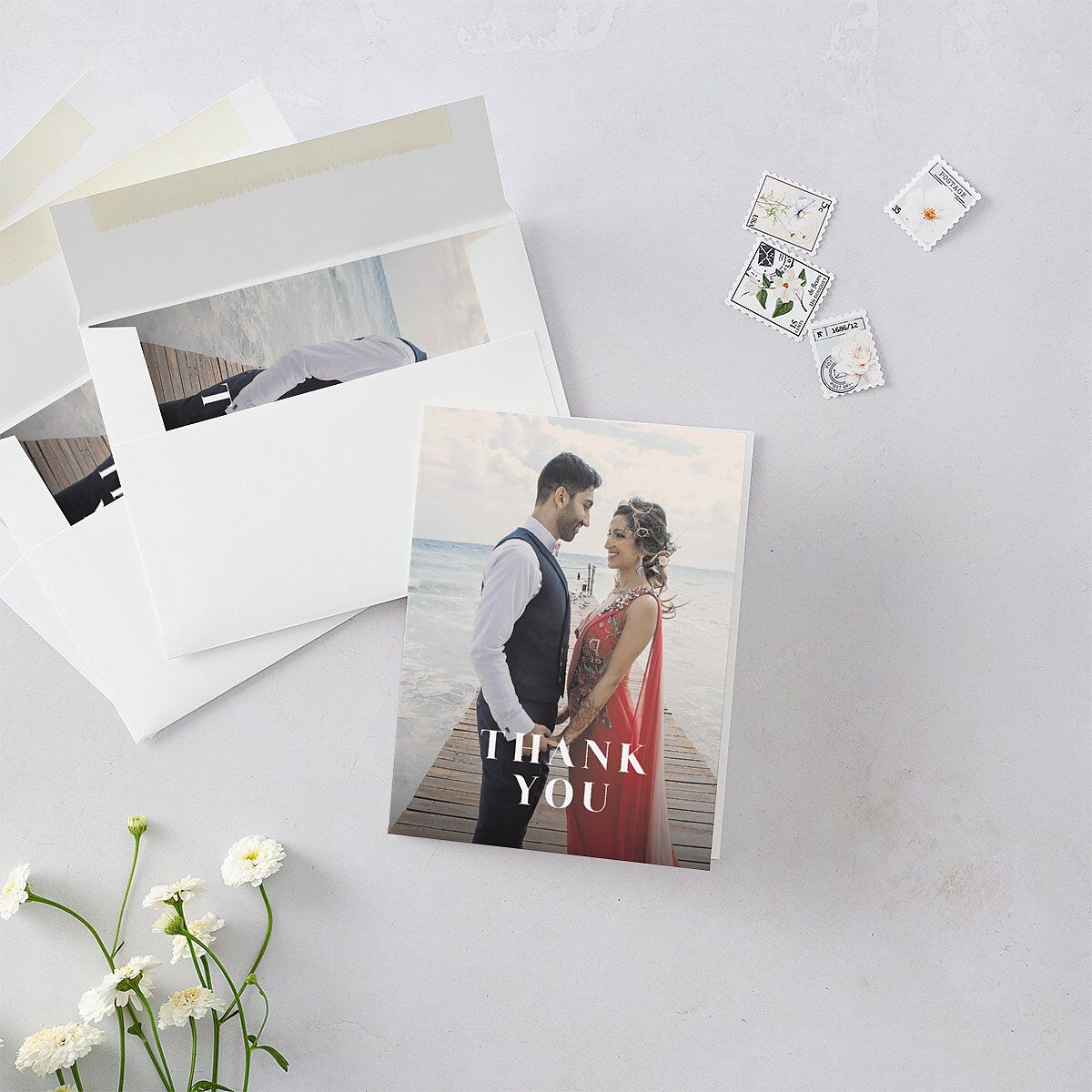 Vibrant Floral Thank You Cards Deep Claret