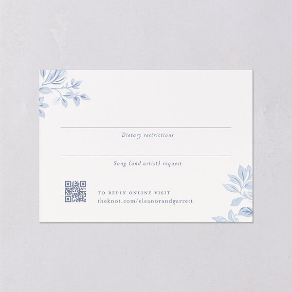 Vintage French Floral Toile Wedding Response Cards Dusty Blue Signature Standard