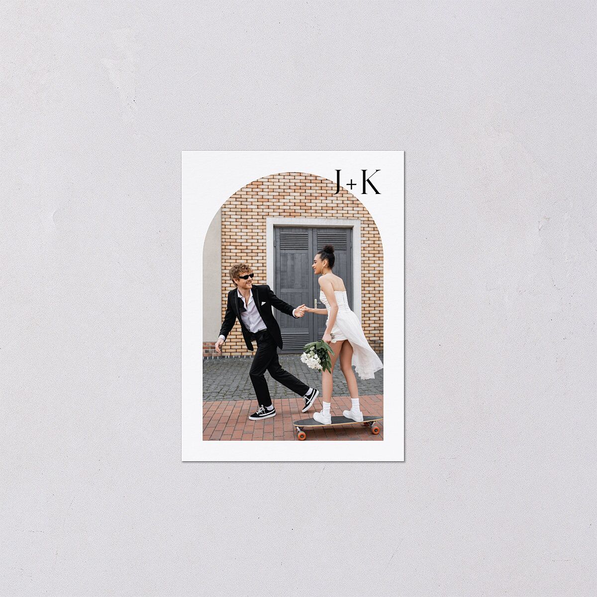 Modern Arch Photo QR Code RSVP Cards Pure White Signature Standard