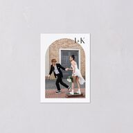 Modern Arch Photo QR Code RSVP Cards Pure White Signature Standard