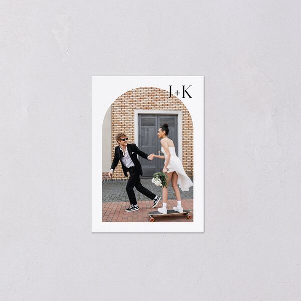 Modern Arch Photo QR Code RSVP Cards Pure White Signature Standard