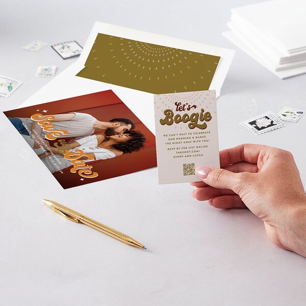 Disco Love QR Code RSVP Cards Umber Signature Standard